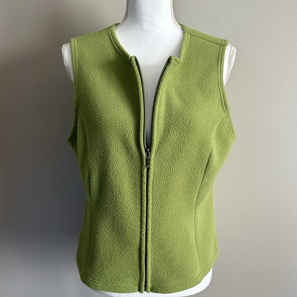 VINTAGE/RARE Womens L.L Bean Green Sherpa Vest Y2K Classic Timeless Size Medium